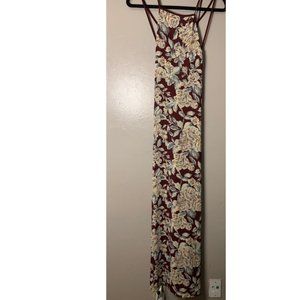 Burgundy Floral Tie Maxi Dress S